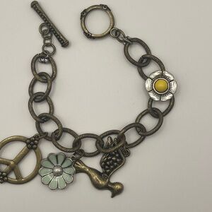 Mixed metal tone Chain-Style Bracelet with Vintage Charms